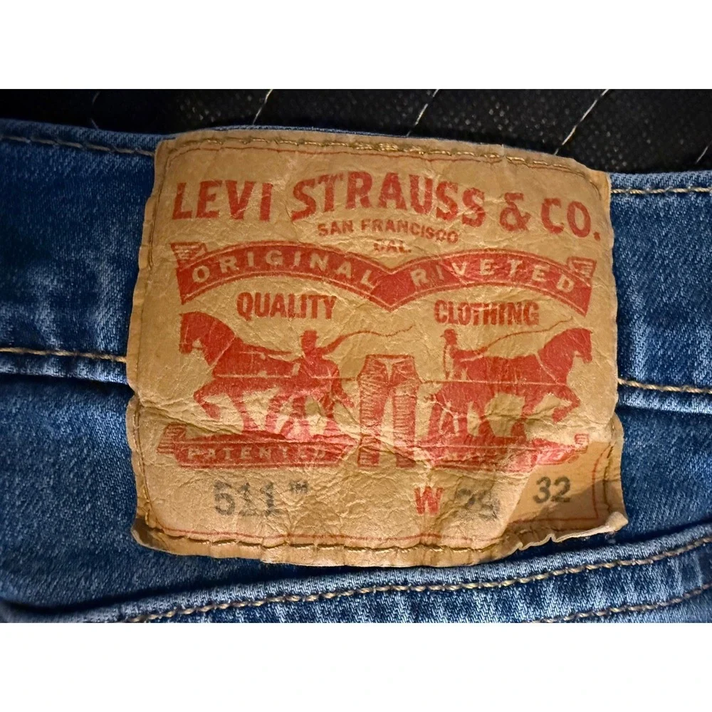 Levi's Performance 511 Slim Jeans Mens 29x32 Blue Red Tab Denim Pants